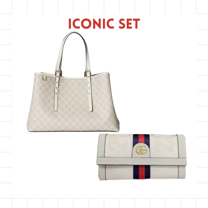 Iconic Set: Gucci Gg Emblem Large Tote Bag And Ophidia Ukmdg Wallet