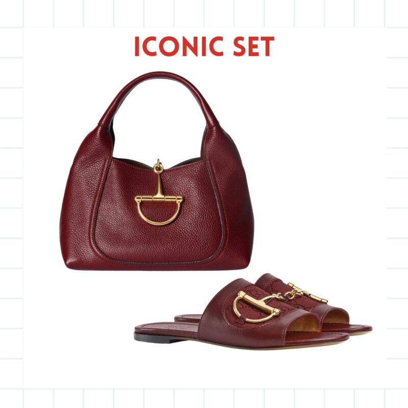 Iconic Set: Gucci Softbit Medium Top Handle Bag And Women'S Slide Sandal With Horsebit