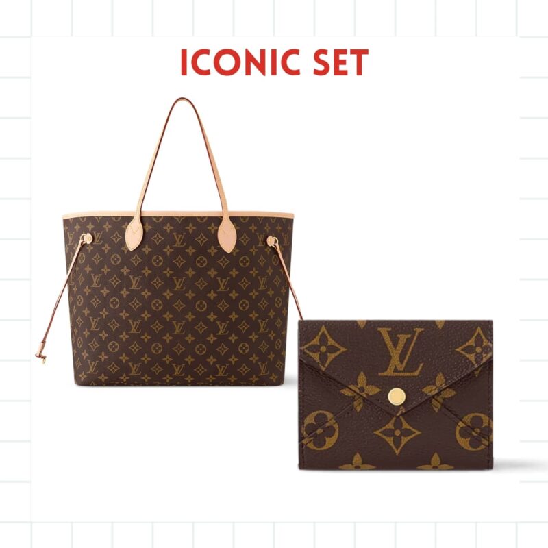 Iconic Set: Louis Vuitton Neverfull Gm And Celeste Wallet In Monogram