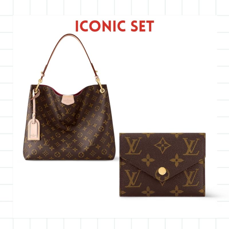 Iconic Set: Louis Vuitton Graceful Bag And Celeste Wallet In Monogram