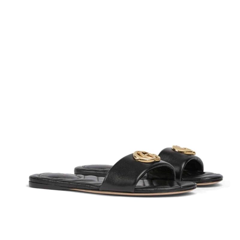 Gucci Women Slide Sandal With Double G Black ‎832449 Bko00 1000
