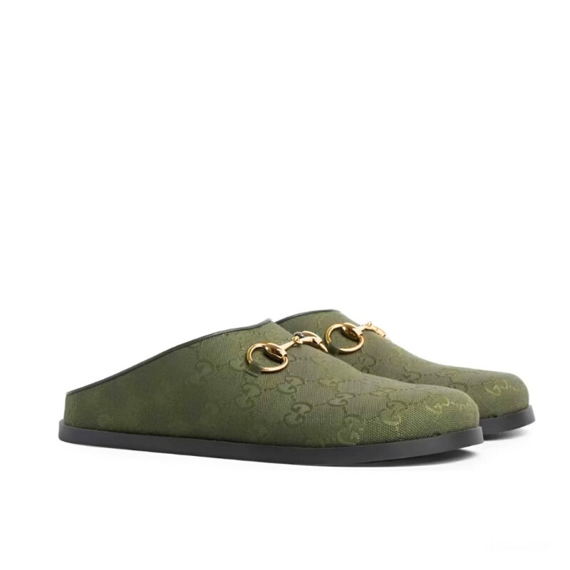 Gucci Women's Mule With Horsebit Dark Green 837130 FAB10 3046