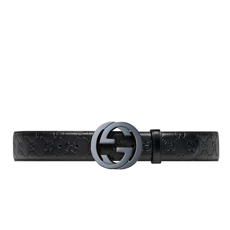 Gucci Belt With Interlocking G Buckle Black Maxi 774153 Aabza 1000