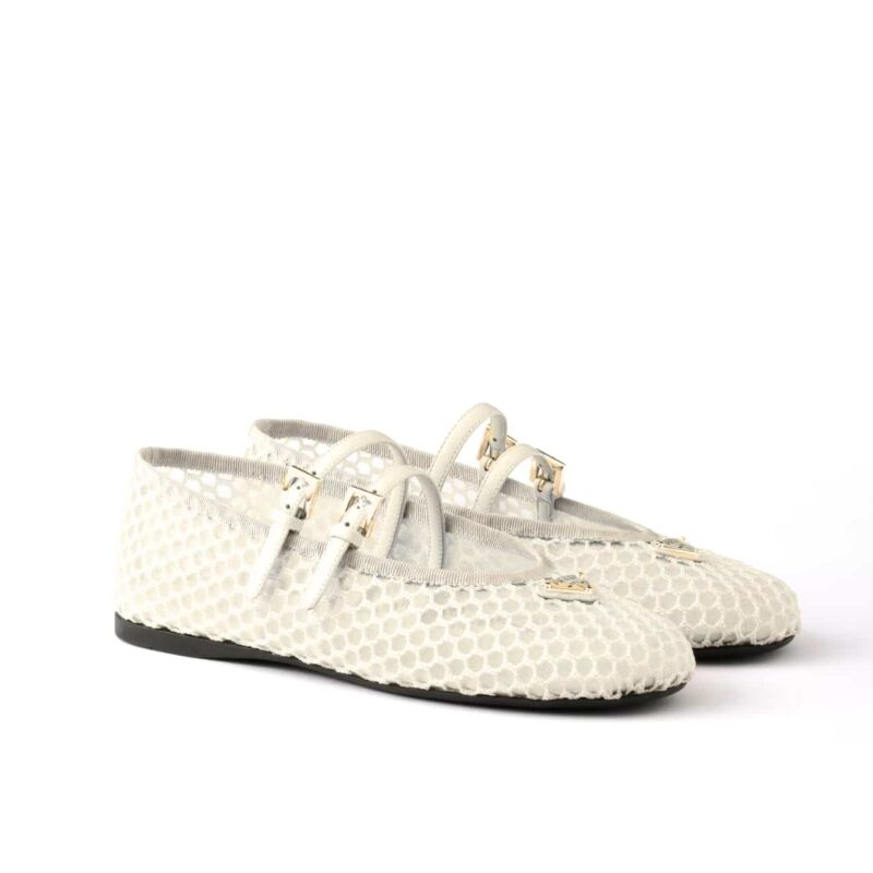Prada Mesh Fabric Ballerinas Beige 1F915N 099 F0485 F 005