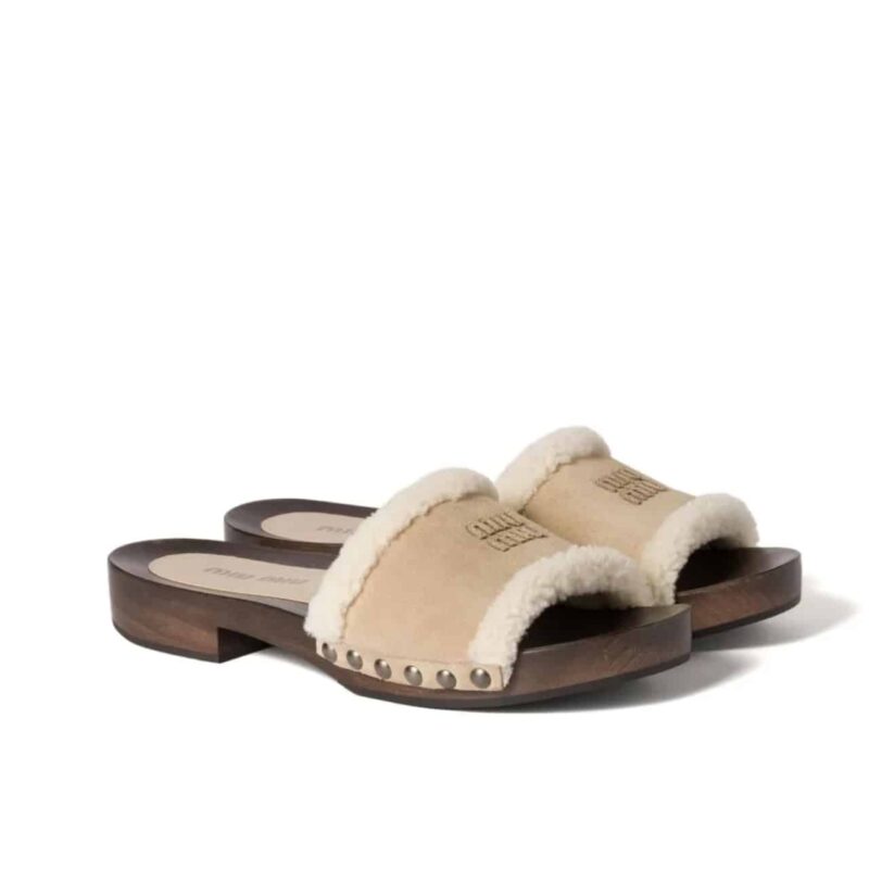 Miumiu Suede Clogs Desert Beige 5Z505E Z0G F0F24 F Zf30