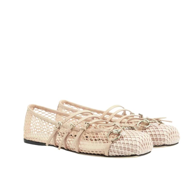 Gucci Women'S Horsebit Ballet Flat Beige Mesh ‎835077 Faeqz 5741
