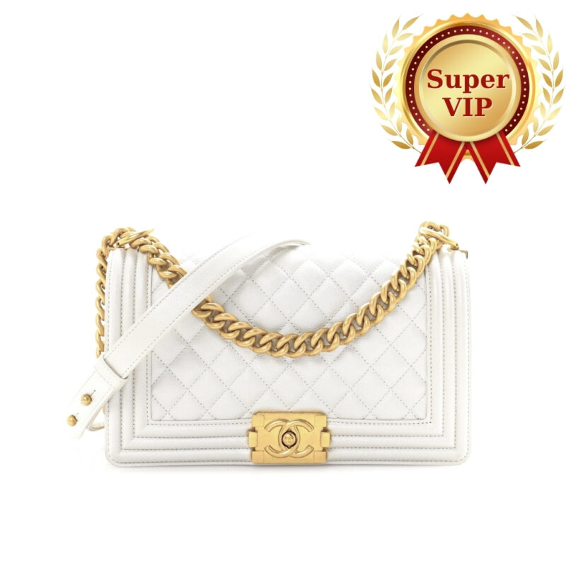 [Super Vip 1:1] Chanel Le Boy Chevron White 25Cm A67086 B06643 10601