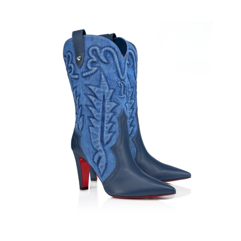 Christian Louboutin Santiabooty 85 Boots Denim Blue 32404636603