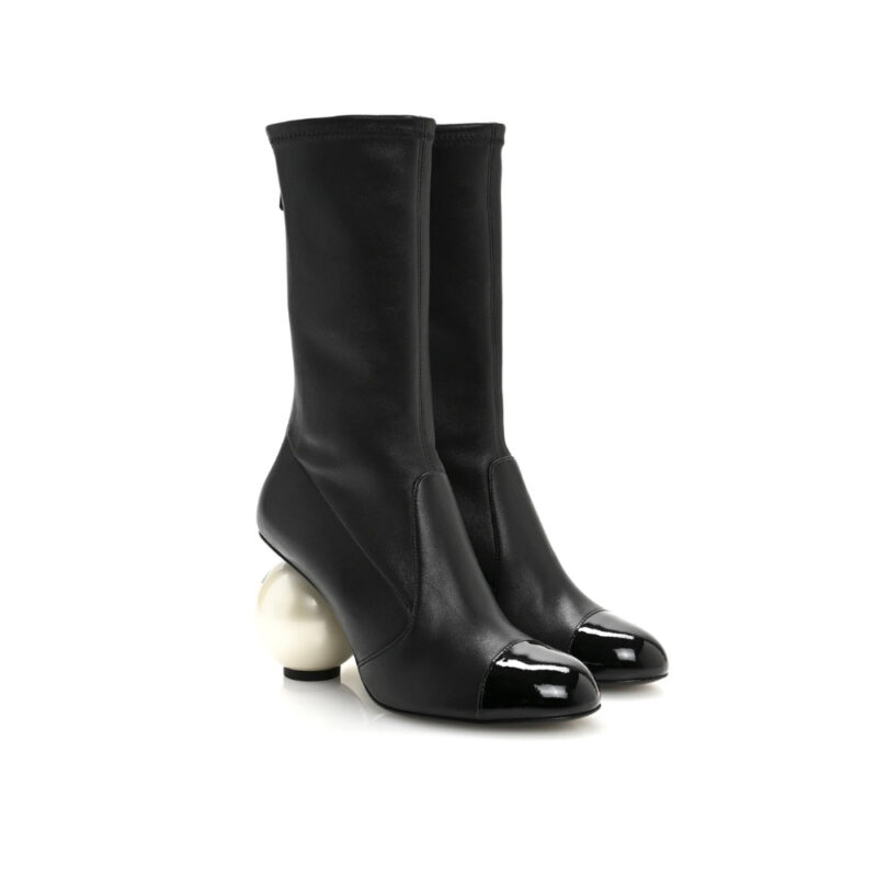 Chanel Mid Boots Smooth Leather Black G46776 B22203 94305