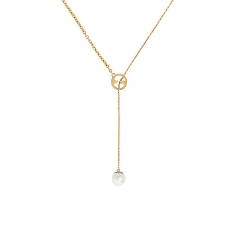 Gucci Blondie Pearl Drop Necklace Gold 774689 I4620 8078