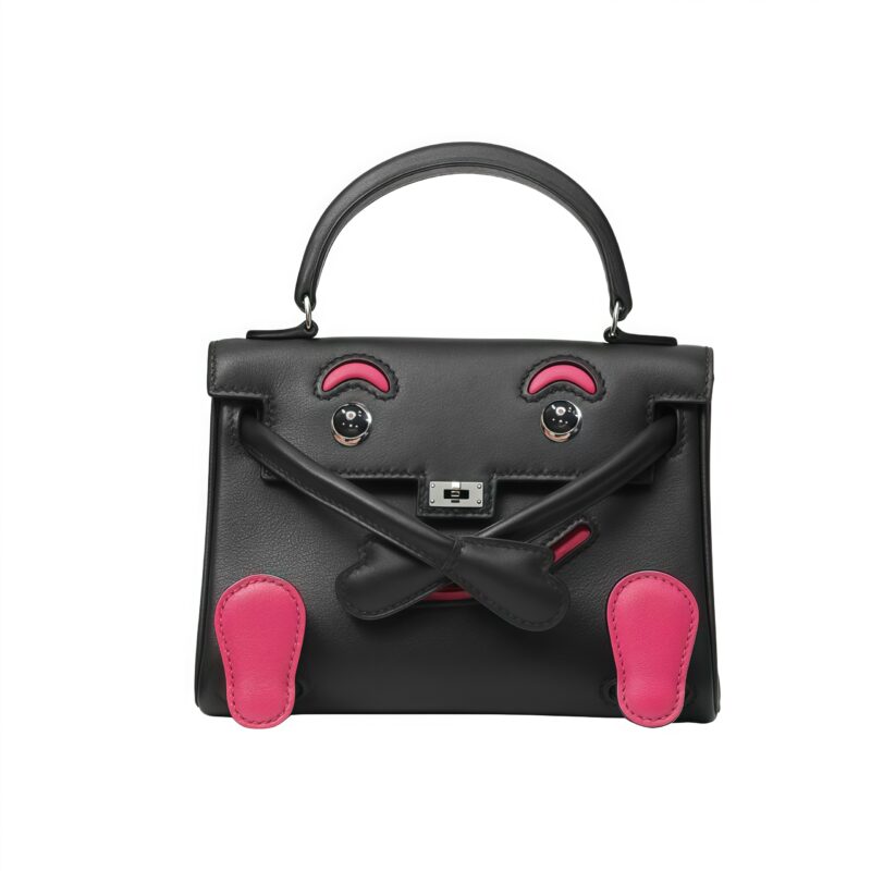 Hermes Kelly Doll Horseshoe Quelle Idole Black Pink 17Cm