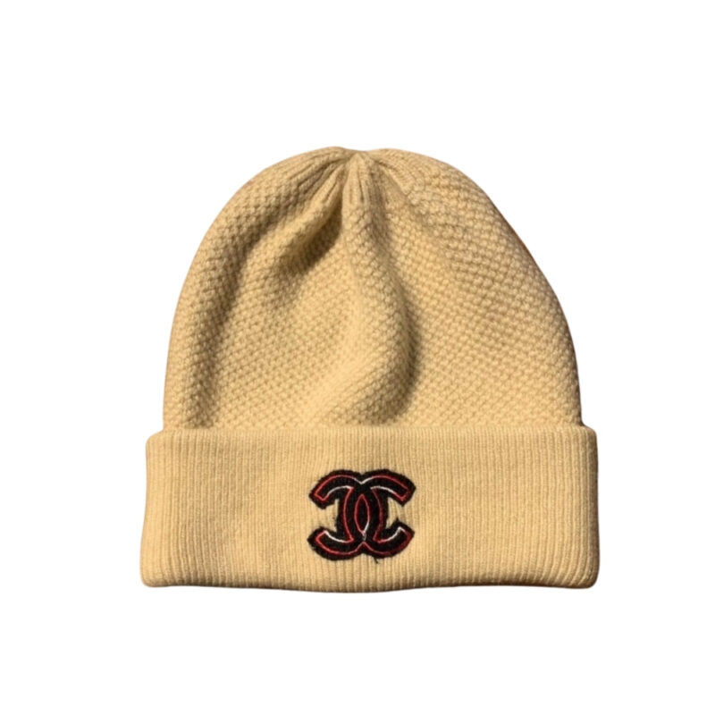 Chanel Cc Logo Cashmere Beanie Beige