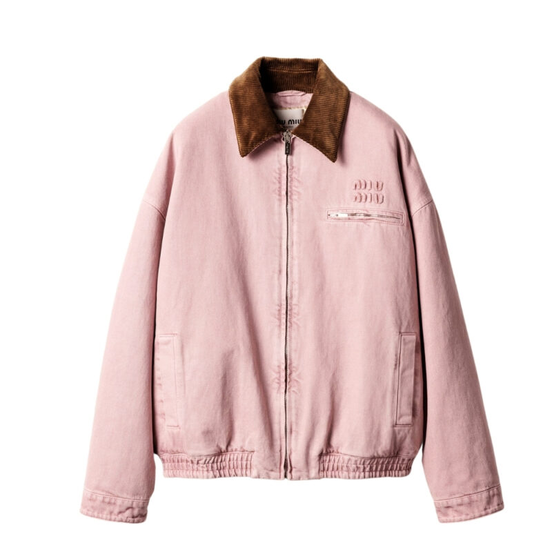Miumiu Padded Denim Blouson Jacket Pink Gwb221 179Q F0028 S Ooo