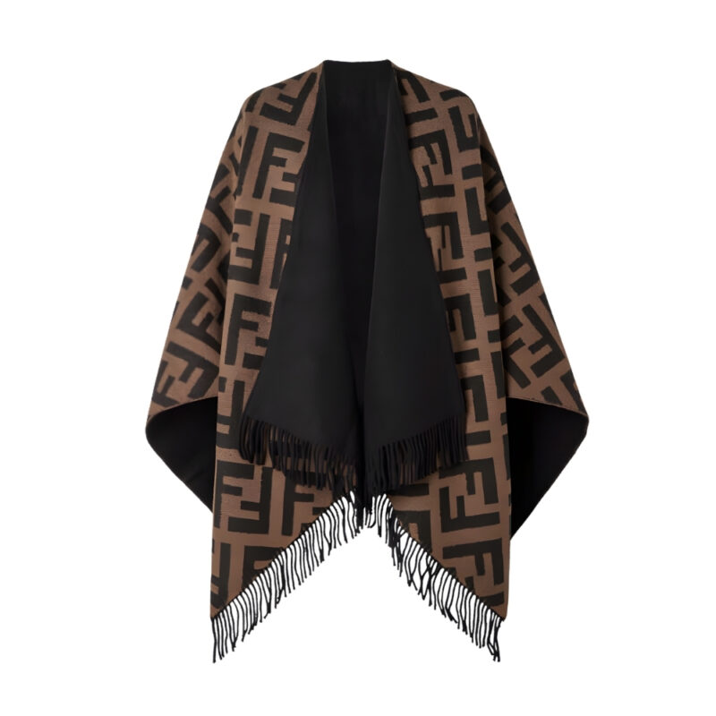 Fendi Ff Poncho Multicolor Wool And Cashmere Fxx715Aeowf0Qt1