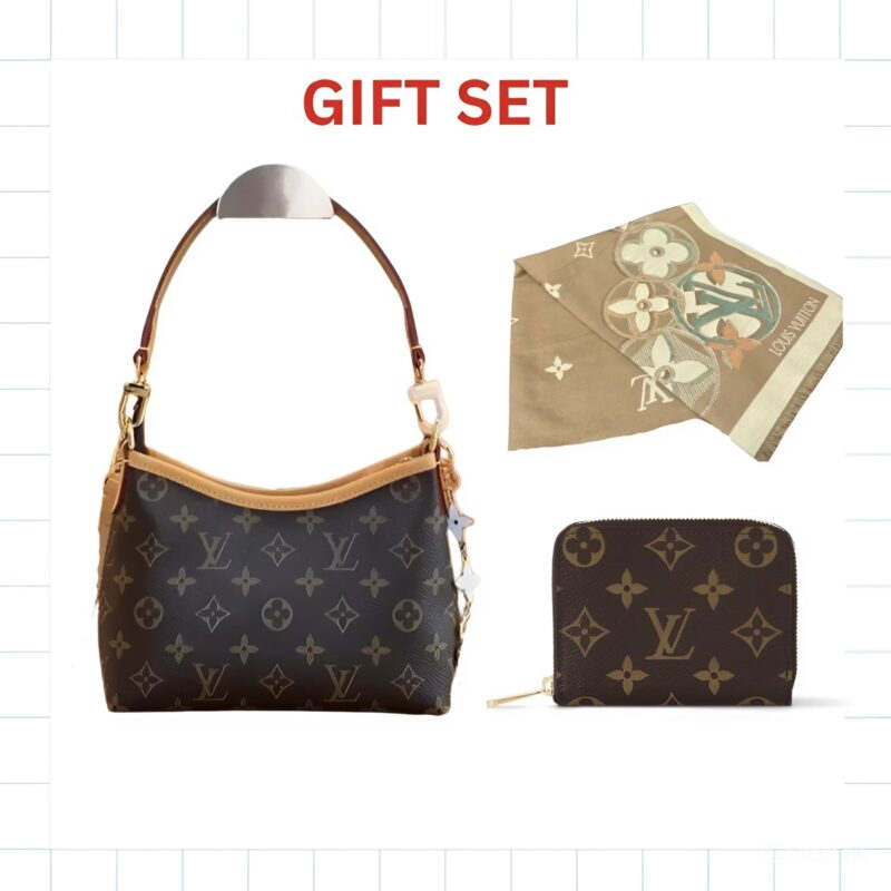 Gift Set: Louis Vuitton Carryall Bag In Monogram Canvas With Know Zippy Coin And Scarf Monogram Beige
