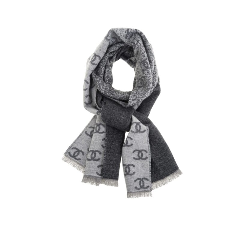 Chanel 24B Full CC Scarf Grey And Black 180Cm