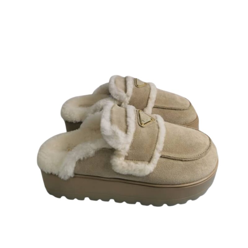 Prada Suede And Shearling Slippers Beige 1S711M X0O F0379 F Zg20