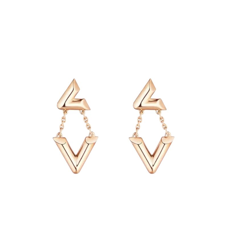 Louis Vuitton Lv Volt Upside Down Earrings Pink Gold