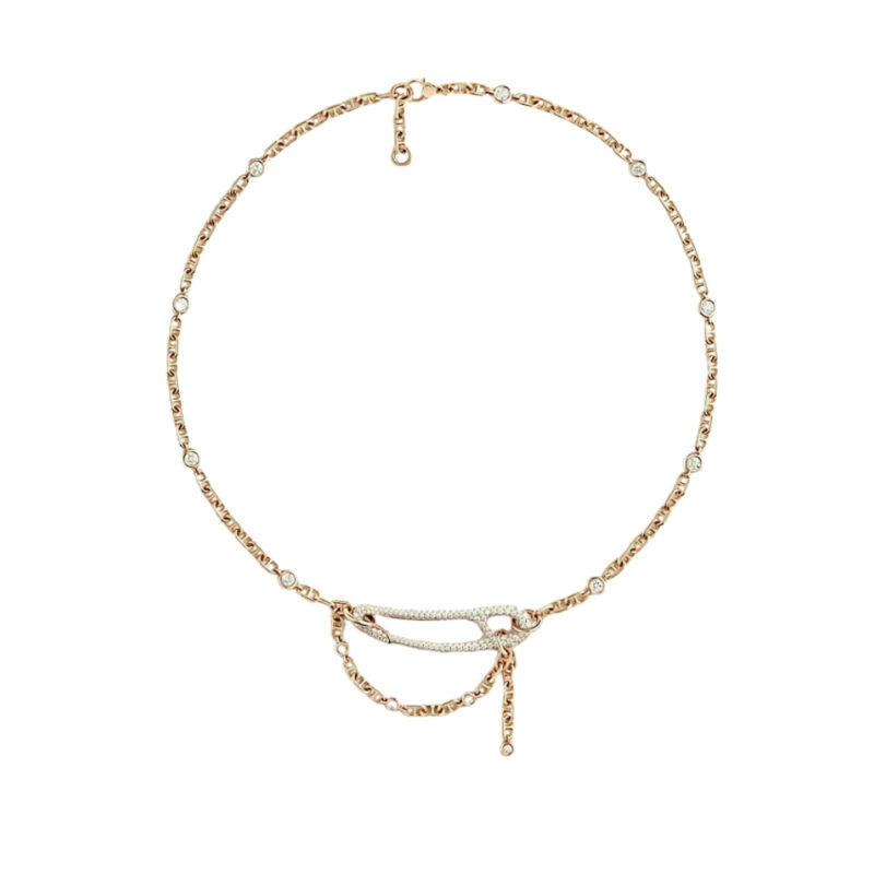 Hermes Chaine Dancre Punk Necklace Gold H217232B 00St