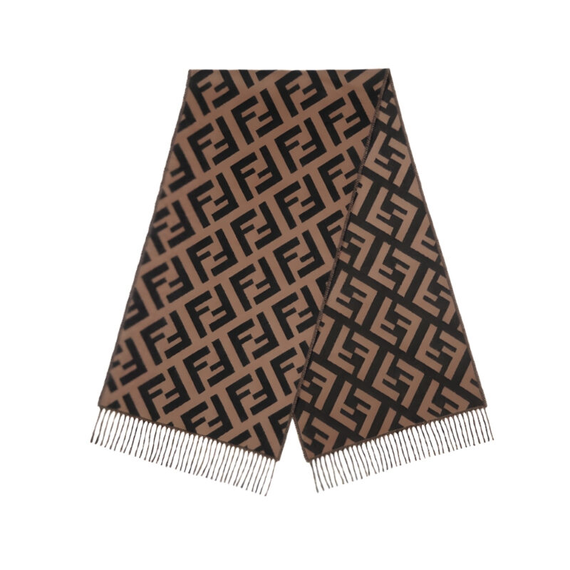 Fendi Ff Scarf Brown Cashmere Scarf 180Cm Fxt260A8Rsf0Qe1