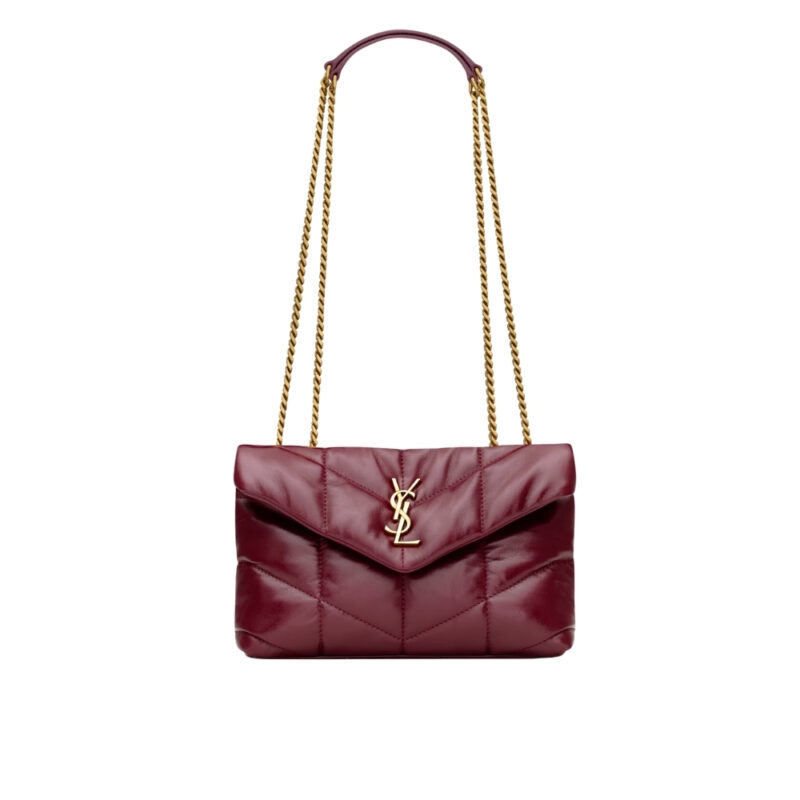 Saint Laurent Toy Puffer In Shiny Leather Burgundy 22Cm 759337Aaffa6593