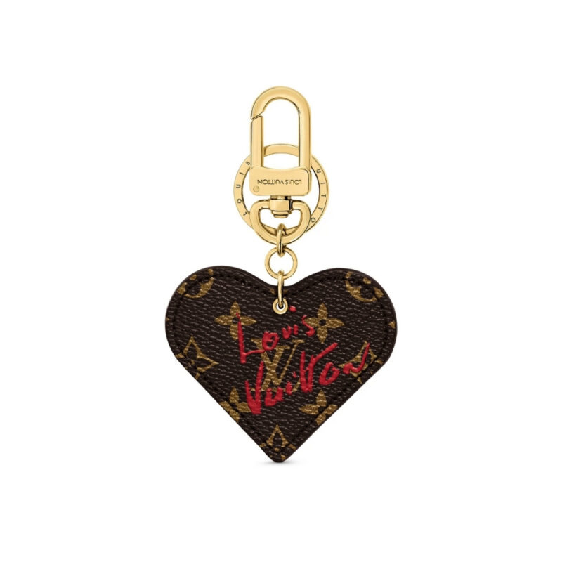 Louis Vuitton Monogram Fall In Love Heart Key Holder Bag Charm Brown 9Cm M00462