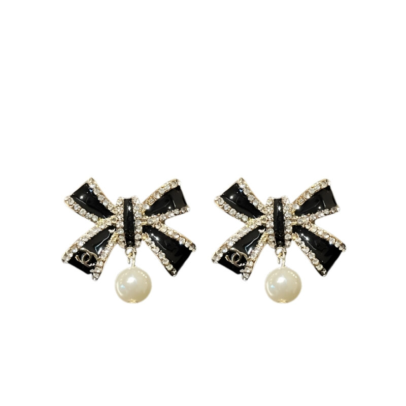 Chanel Cc Costume Earrings Black Abg402 B21902 U3576