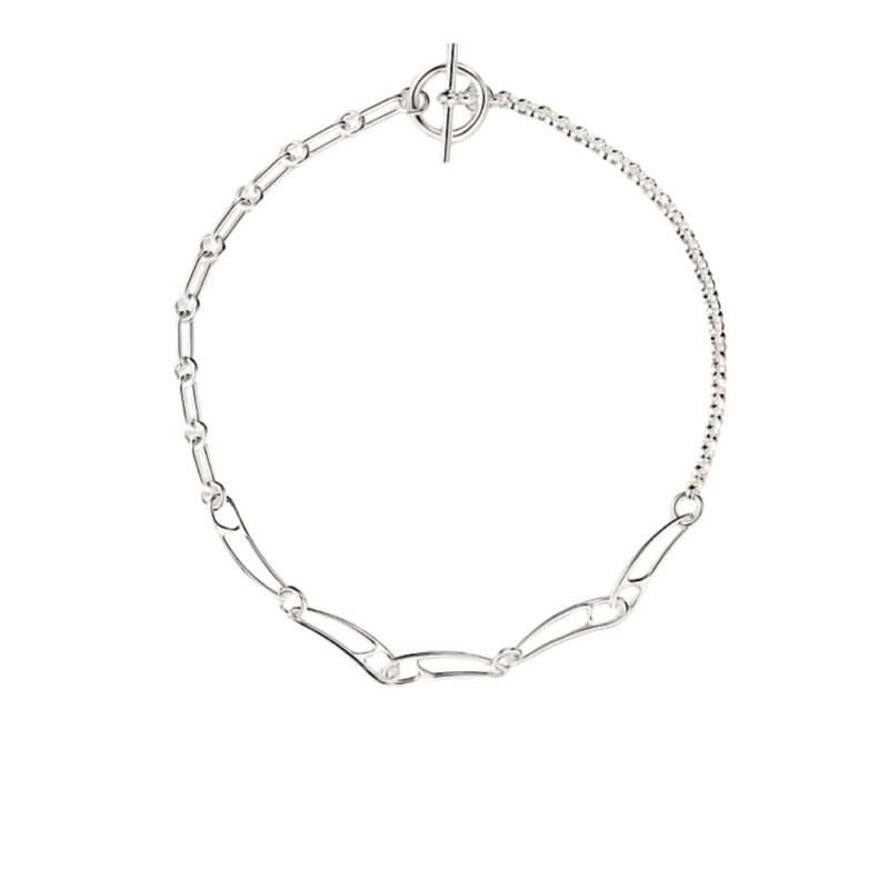 Hermes Chaine Dancre Punk Necklace Silver H121205B 00Sh