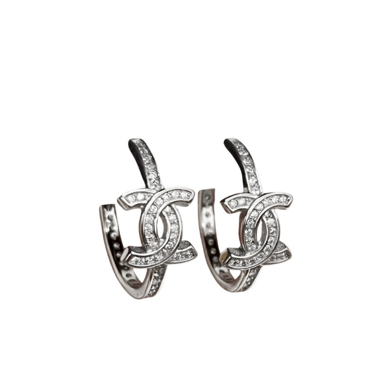Chanel Cc Mark Hoop Earrings In Silver Abf729 B20574 U0939
