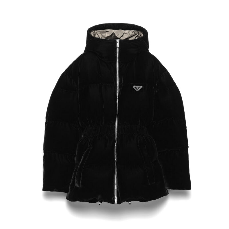 Prada Velvet Down Jacket Black 292214 18H4 F0008 S Ooo