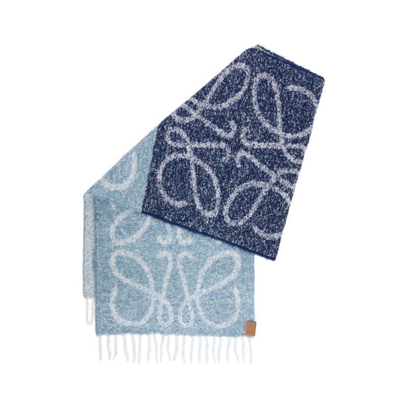Loewe Anagram Scarf In Alpaca And Wool Light Blue F811257X79
