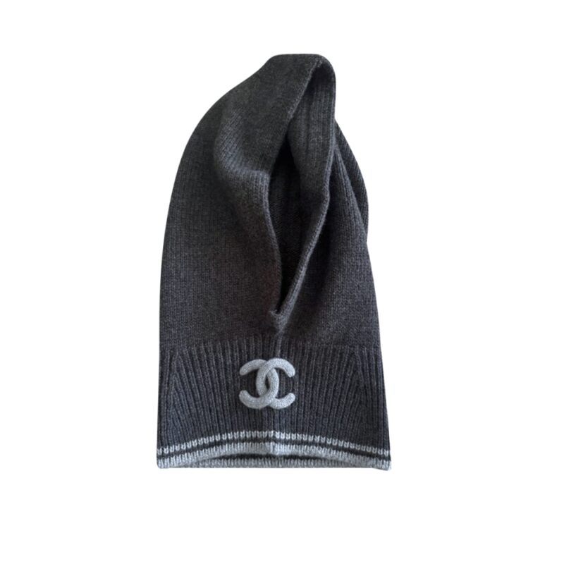 Chanel Cashmere Balaclava Black And Dark Gray Aab439 B22094 U4004