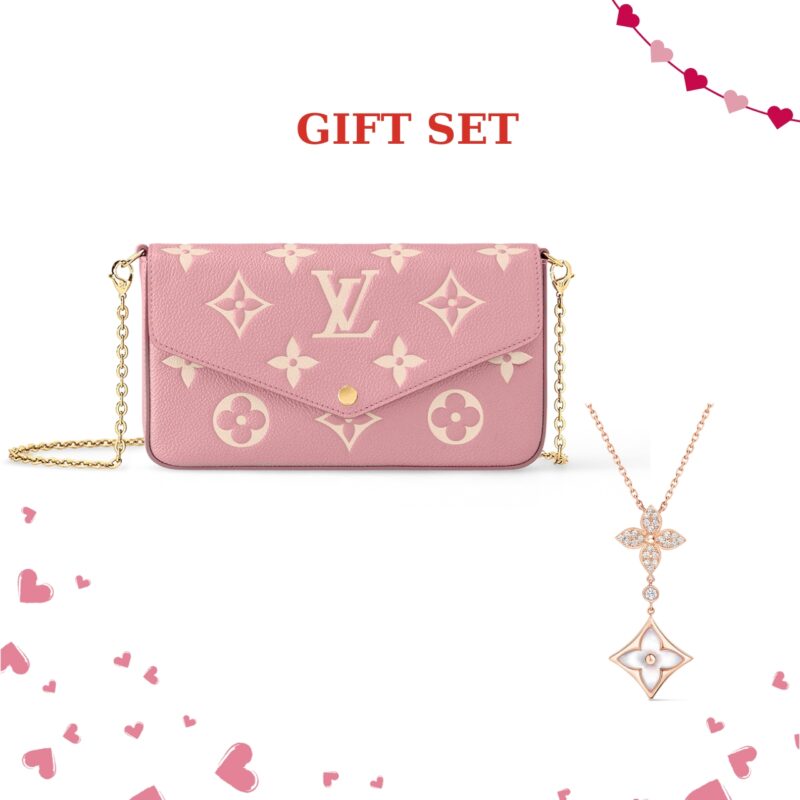GIFT SET: LOUIS VUITTON FÉLICIE POCHETTE PINK And BLOSSOM DOUBLE STAR NECKLACE