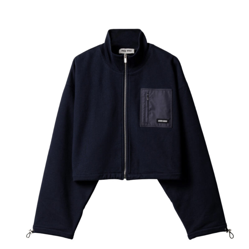 Miumiu Zippered Fleece Jacket Navy Mjla09 18Tp F0008 S Ooo
