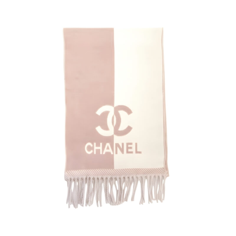 Chanel 24A Half Color Wool Scarf Pink 180Cm