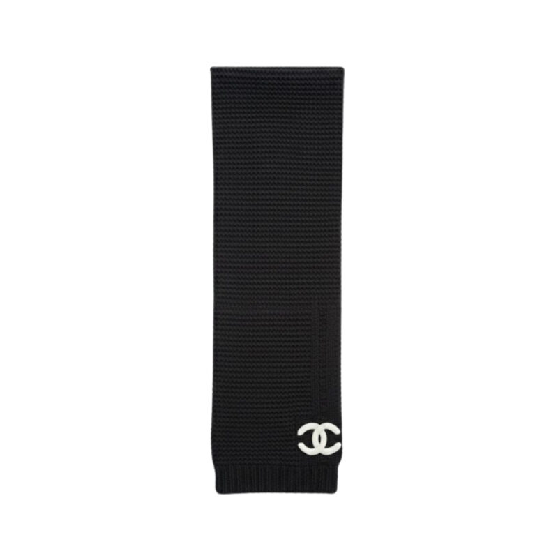 Chanel Cashmere Knit Scarve Black