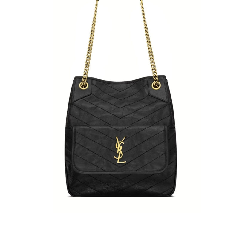 Saint Laurent Niki Small Shopping In Vintage Black Leather 30Cm 8622950EN071000