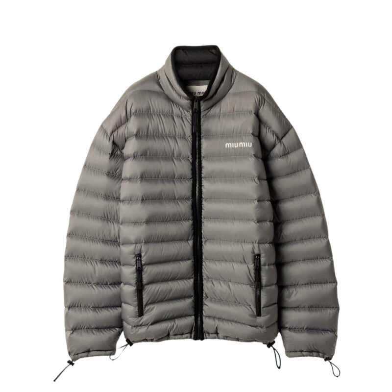 Miumiu Lightweight Pongé Down Jacket Gray Ml1347 1754 F0276 S Ooo