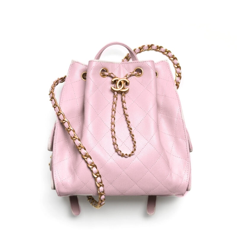 Chanel 25 Medium Size Backpack Grain Effect And Gold Metal Pink 23Cm As5600 B20304 U3645