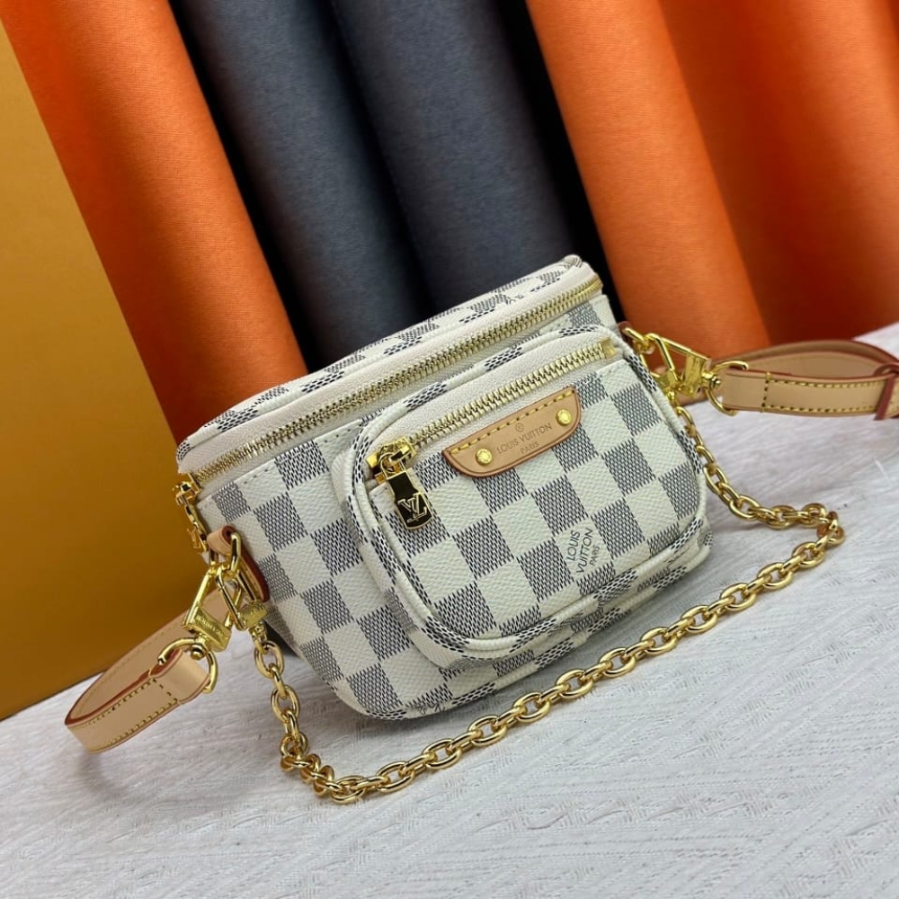 Louis Vuitton Mini Bumbag Damier Azur Canvas White 17cm N00130 - Image 3