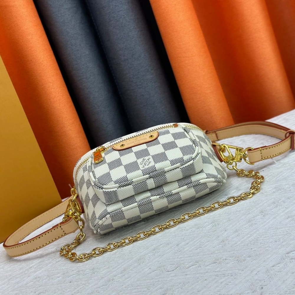Louis Vuitton Mini Bumbag Damier Azur Canvas White 17cm N00130 - Image 4