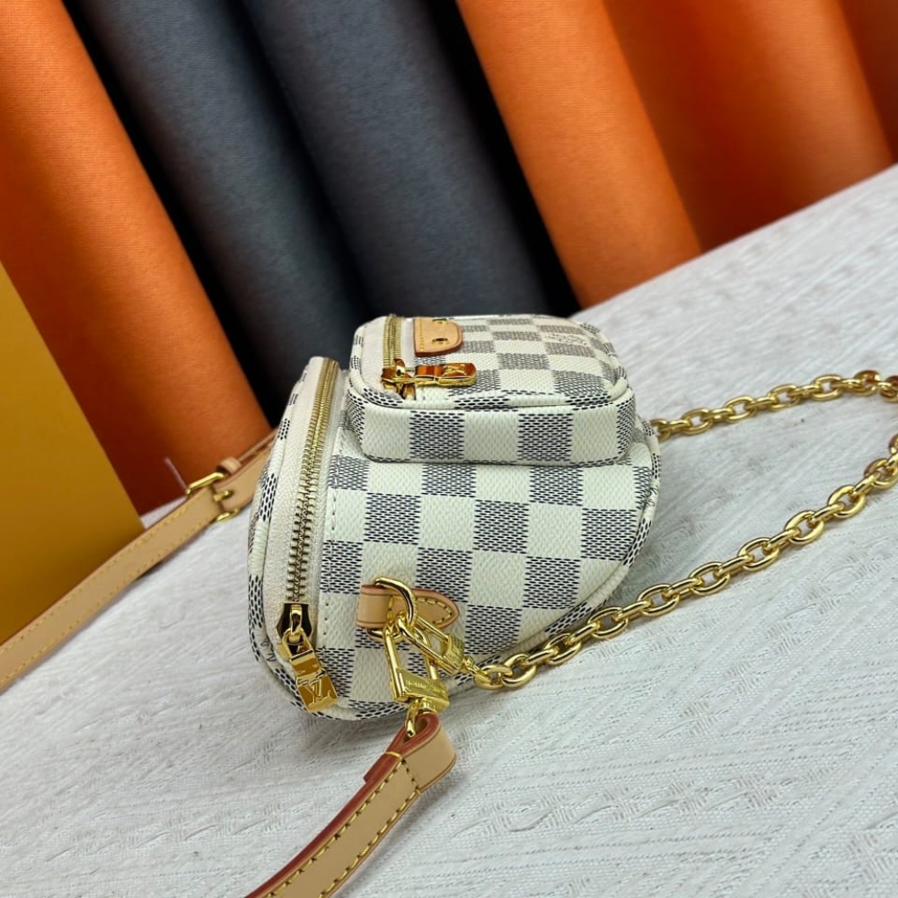 Louis Vuitton Mini Bumbag Damier Azur Canvas White 17cm N00130 - Image 5