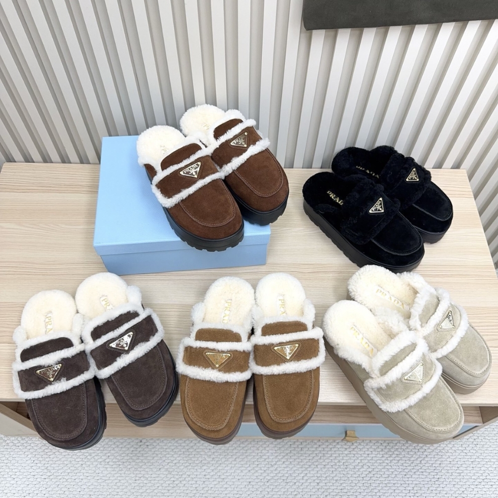 Prada Suede And Shearling Slippers Cinnamon 1S711M X0O F0401 F Zg20 - Image 6