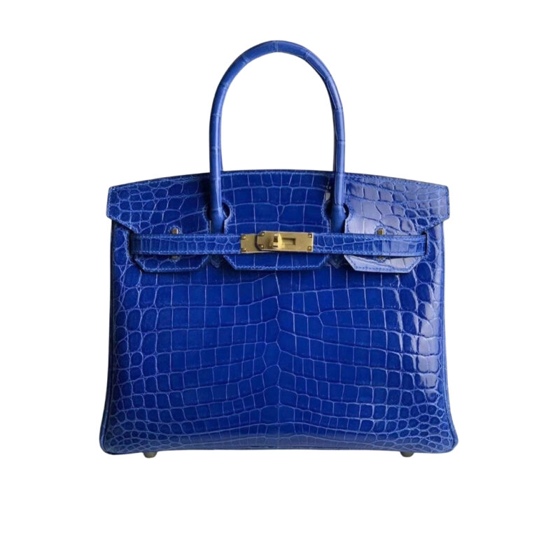 Hermes Birkin 30 Crocodile Gold Toned Hardware Dark Blue 30Cm