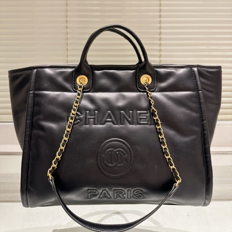 Alternative view of Chanel Small Shopping Bag Gold Tone Metal Black 33Cm As3257 B13839 94305