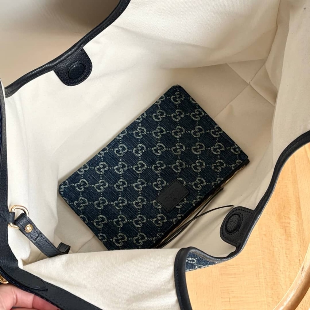 Gucci Giglio Large Tote Bag Blue And White Gg Denim 60Cm 853971 Faffq 8864 - Image 5