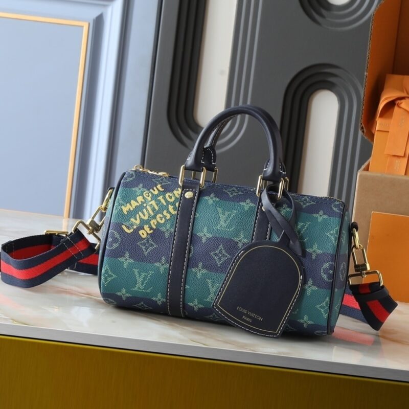 Alternative view of Louis Vuitton Keepall Bandoulière 25 Blue Stripes 25Cm M25786