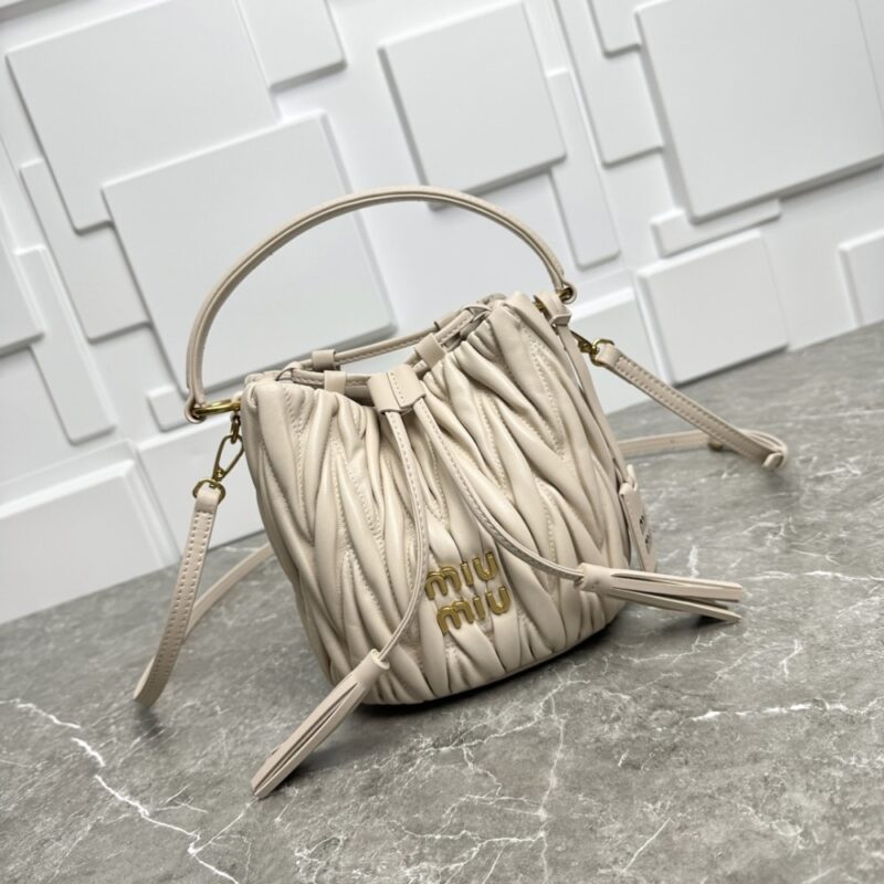 Alternative view of Miu Miu Matelassé Nappa Leather Bag White 17Cm 5Be084 N88 F0009