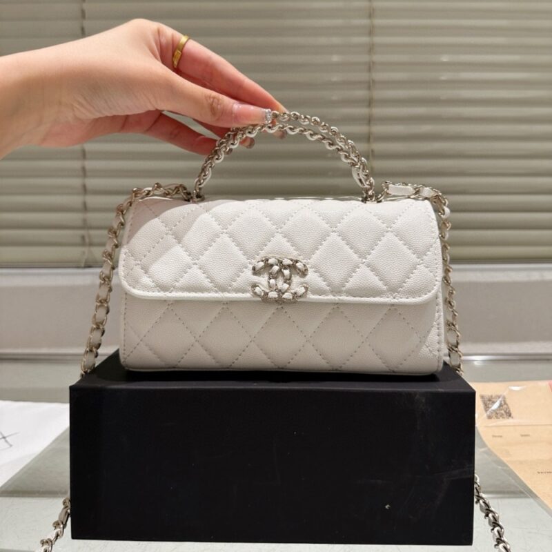 Alternative view of Chanel 23P Clutch With Chain Bag With Top Handle White 18Cm Ap3238 B10307 10601