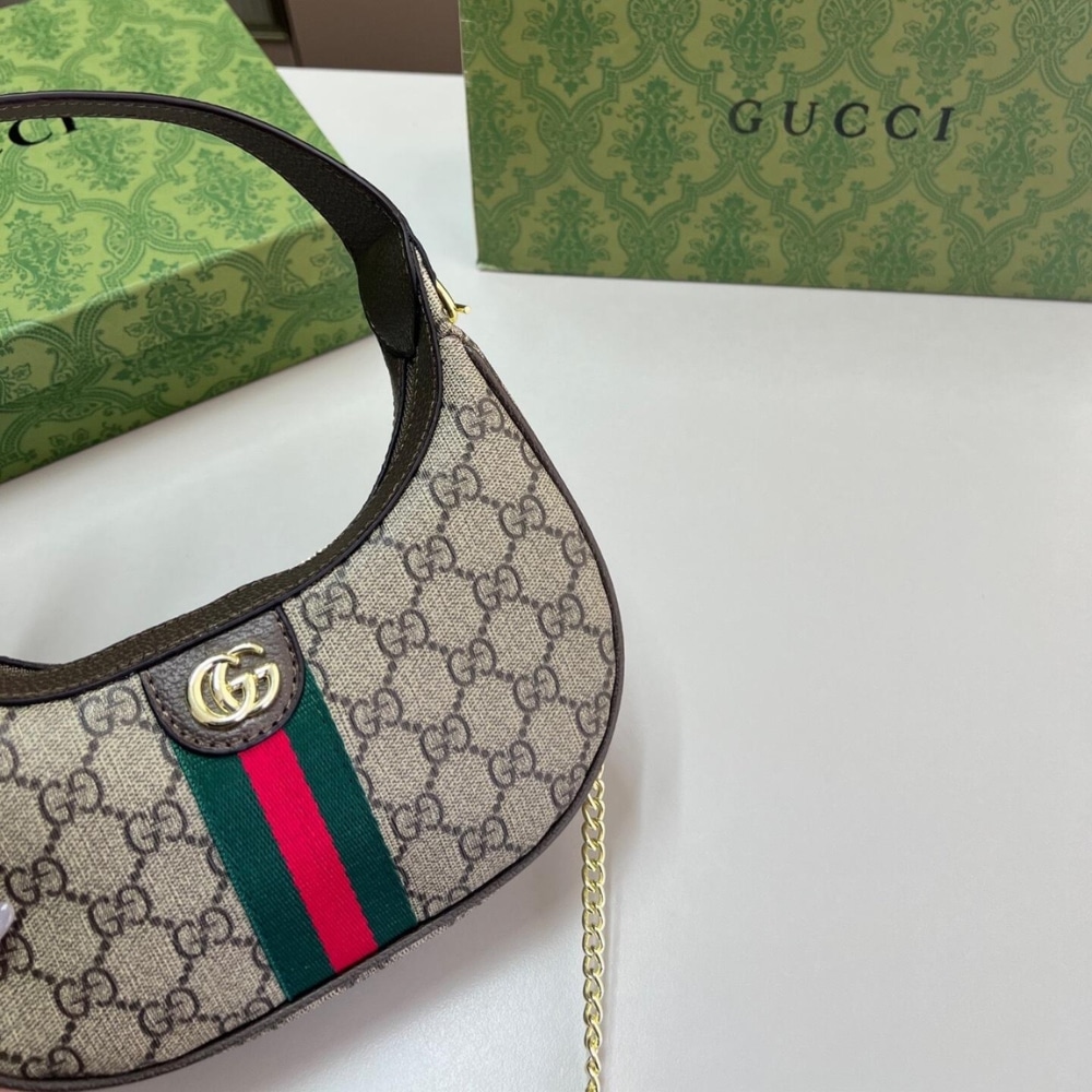 Gucci Ophidia Small Shoulder Bag Beige And Dark Brown Gg Fabric 22Cm 838463 Fae0P 9746 - Image 4
